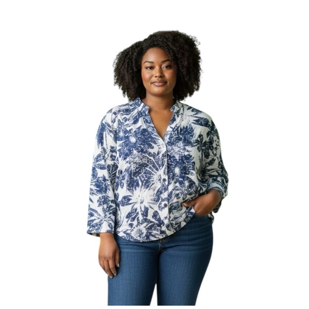 Harve Benard linen blend floral shirt
